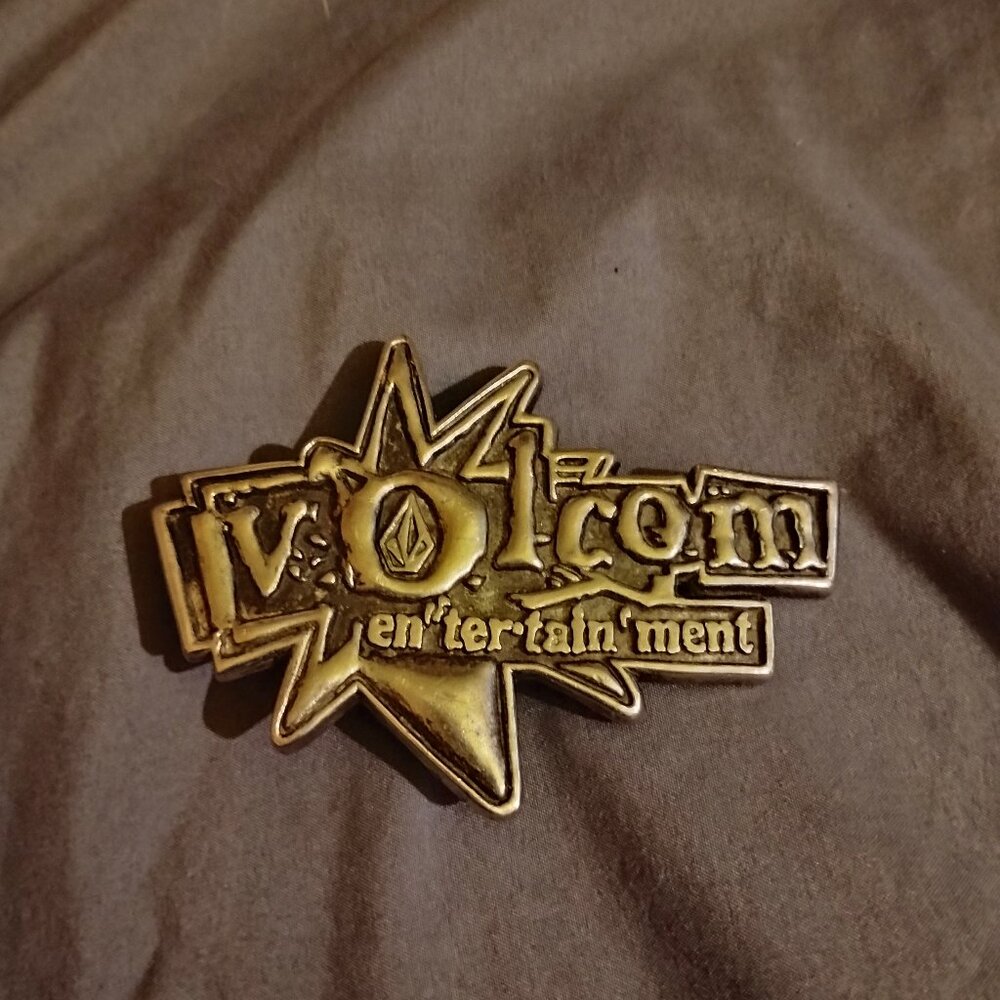 Vintage Volcom Entertainment Heavy Steel Belt Buckle Skateboarding Rare